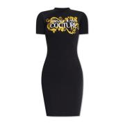 Jurk met logo Versace Jeans Couture , Black , Dames