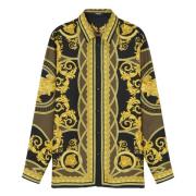 Casual overhemd in zwart donker olijf goud Versace , Multicolor , Here...