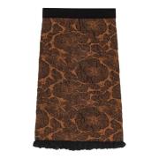 Midi Jacquard Bruin & Zwart Rok Ganni , Brown , Dames