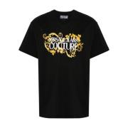 Logo Print Crew Neck T-shirt Versace Jeans Couture , Black , Heren