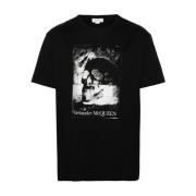 Zwarte T-shirts en Polos met Logo en Skull Print Alexander McQueen , B...