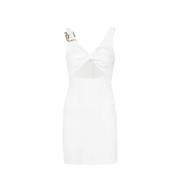 Gouden Slang Detail Ronde Hals Jurk Just Cavalli , White , Dames