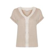 Kralen Panel T-shirt Le Tricot Perugia , Beige , Dames