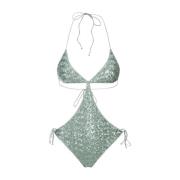 Groene Pailletten Cut-Out Badpak Oseree , Green , Dames