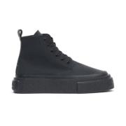 Zwarte Leren Sneakers Ronde Neus MM6 Maison Margiela , Black , Heren