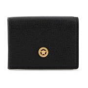 Stijlvol Zwart Leren Portemonnee Versace , Black , Heren