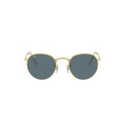 Round Metal Zonnebril in Blauw/Goud Ray-Ban , Yellow , Heren