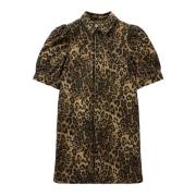 Leopard Print Denim Jurk Sofie Schnoor , Brown , Dames