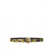 Leren Riem Barok Print Logo Versace , Multicolor , Dames