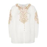 Bloemenprint witte blouse met ruches Zimmermann , White , Dames