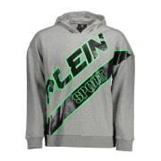 Grijze Katoenen Sweater met Capuchon en Logo Plein Sport , Gray , Here...