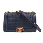 Pre-owned Leather shoulder-bags Chanel Vintage , Blue , Dames