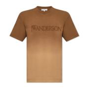 T-shirt met geborduurd logo JW Anderson , Brown , Heren