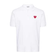Hart Patch Polo Shirt Wit Comme des Garçons , White , Dames