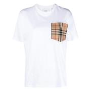 Witte T-shirts en Polos met Check Zak Burberry , White , Dames