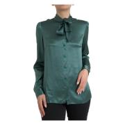 Elegante donkergroene zijden blouse Dolce & Gabbana , Green , Dames