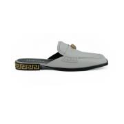 Elegante witte leren slippers Versace , Gray , Dames