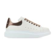 Bronzen Hiel Witte Leren Sneakers Alexander McQueen , White , Dames