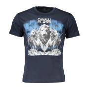 Heren Ronde Hals Print T-Shirt Cavalli Class , Blue , Heren