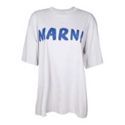 Grijze Katoenen Jersey T-shirt met Logo Marni , Gray , Dames