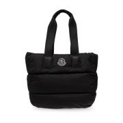 Gewatteerde Zwarte Tas met Logopatch Moncler , Black , Dames