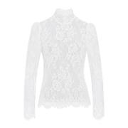 Elegante Kantblouse met Opstaande Kraag IVY OAK , White , Dames