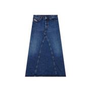 Klok-vormige Hoge Taille Rok Knoopsluiting Diesel , Blue , Dames