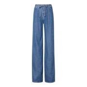 Wide Leg Drawstring Jeans - Ghost Frame , Blue , Dames