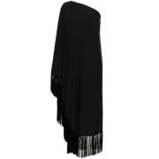 Zwarte Franje Detail Jurk Taller Marmo , Black , Dames