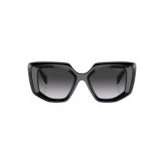 Geometrische Oversize-Frame Signature Zonnebril Prada , Black , Dames