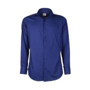 Blauw Katoenen Overhemd met Knoopsluiting Made in Italia , Blue , Here...