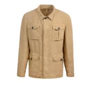 Sportieve Camel Overshirt met Contrastknopen Lubiam , Brown , Heren