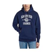 Nautic Blue Biologisch Katoenen Hoodie Ami Paris , Blue , Heren