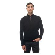 Zwarte Cashmere Intarsia Cardigan Kiton , Black , Heren