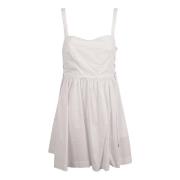 Witte Katoenen Poplin Jurk met Vetersluiting Pinko , White , Dames