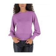 Lila Sweater Geribbelde Boorden Pofmouwen Armani Exchange , Purple , D...