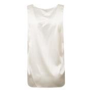 Witte Zijde Blend V-Hals Top Pinko , White , Dames