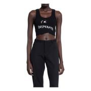 Zwart Geribbeld Jersey Mouwloze Crop Top Ssheena , Black , Dames