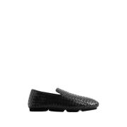 Gevlochten Zwarte Leren Loafer Officine Creative , Black , Heren