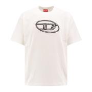 Biologisch Katoenen T-shirt met Oval-D Logo Diesel , White , Heren