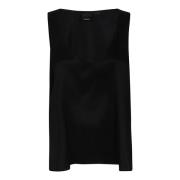 Zwart Satijn Finish U-Hals Topwear Pinko , Black , Dames