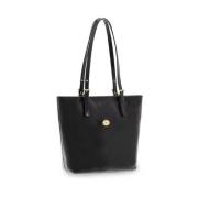 Zwarte Leren Shopper Tas The Bridge , Black , Dames