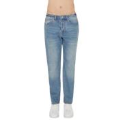 Blauwe broek met taps toelopende pasvorm Armani Exchange , Blue , Here...