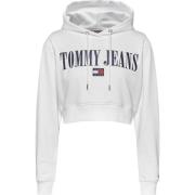 Retro Cropped Hoodie Wit Tommy Jeans , White , Dames
