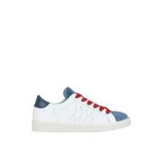 Witte Leren Sneakers Blauw Suède Panchic , White , Heren