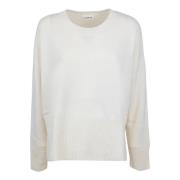 Witte Sweater Boxy Ronde Hals Ribdetail P.a.r.o.s.h. , Beige , Dames