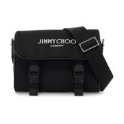 Nylon Crossbody Tas Eli Schouder Jimmy Choo , Black , Heren