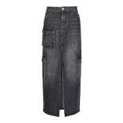 Zwarte denim cargorok Pinko , Black , Dames