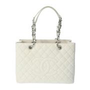 Pre-owned Leather totes Chanel Vintage , White , Dames