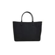 Zwarte leren tote tas met VLogo Valentino Garavani , Black , Dames